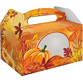 FRIDAY NIGHT Happy Thanksgiving Favor Boxes Fall Harvest Party Leaves Pumpkin Cupcake Box for Treat Candy Goodies (12pcs) (Orange)