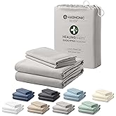 HARMONIC SILVER Eucalyptus Collection King Size Sheet w/Silver Ions | 100% Tencel | Ultra Soft | Cooling for Hot Sleepers | 18" Deep Pocket [Grey]