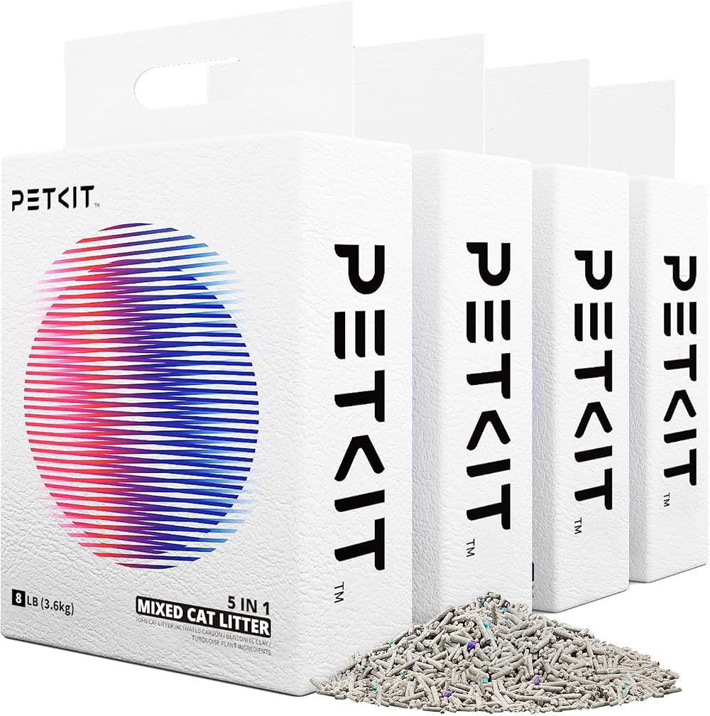 PETKIT Premium 5 in 1 Clumping Cat Litter 28L 4 Packs Low Dust
