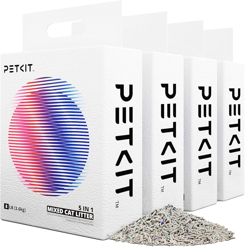 PETKIT Premium 5 in 1 Clumping Cat Litter 28L 4 Packs Low Dust