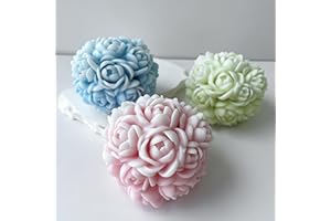 ESEENS Ball Rose Candle Molds 3D Round Flower Resin Mold - Resin Casting Silicone Molds for Home Decor & Candle Making Wave Spiral Mold