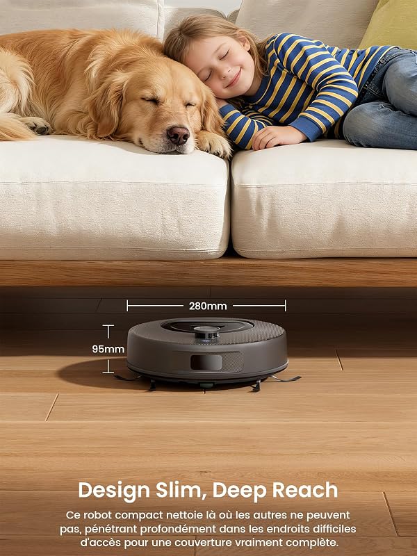 M330 Plus Robot Aspirateur Laveur Serpillière, 3en1, 5000Pa, Anti-emmêlement, Navigation LiDAR Précise, Zone Interdite Intelligente, Nettoyage Personnalisé, Idéal Sols Durs Tapis, APP/Alexa