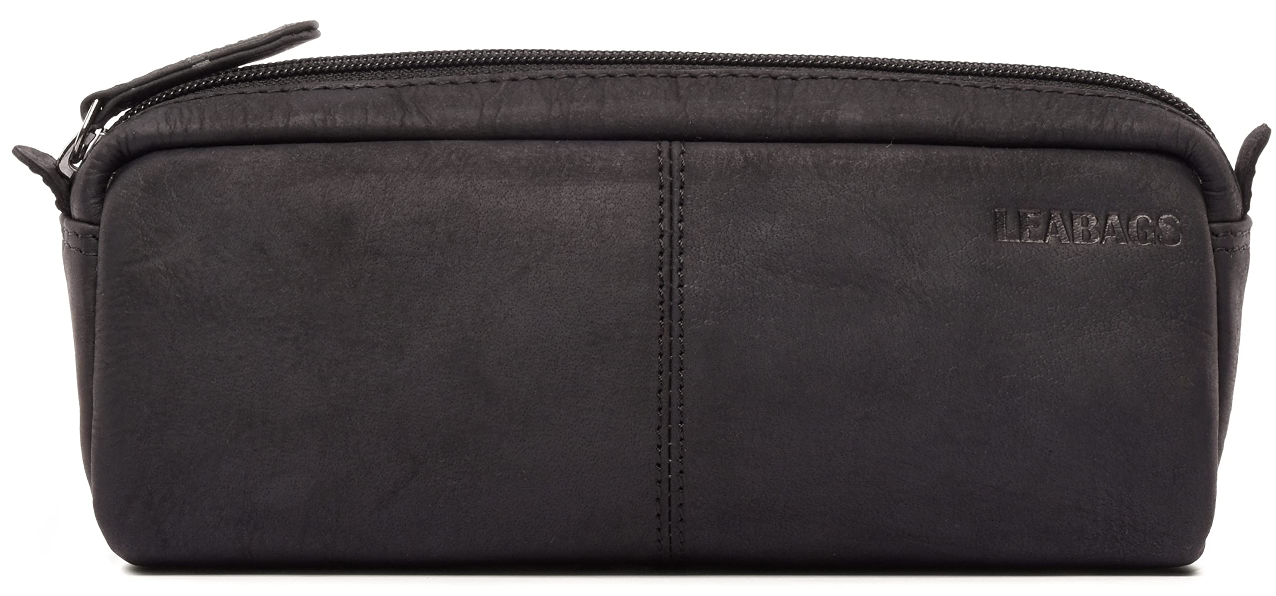 LEABAGS Fort Wayne Leather Pencil Case I Genuine buffalo leather pencil case I Leather case I Vintage pen holder I Small pencil case I Pencil case I 20x9x6 cm I Black — image 1