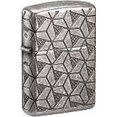 Zippo Lighter: Armor MultiCut Geometric Deep Carve - Antique Silver 49883