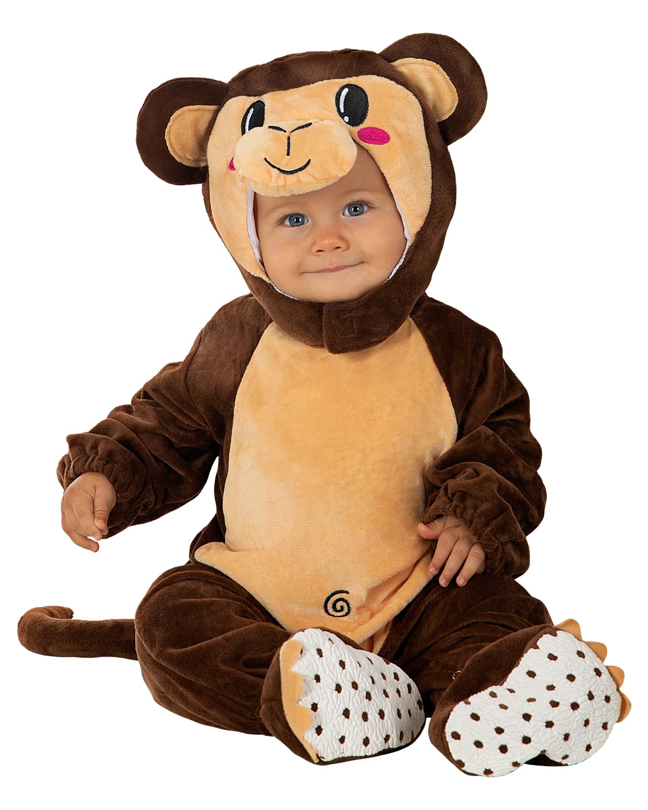 Funidelia Monkey Costume for Babies, Includes snap-on jumpsuit, hat, tail and booties, Size 12-24 months, Animals, Chimpanzee - Costume for babies for parties, Carnival and Halloween