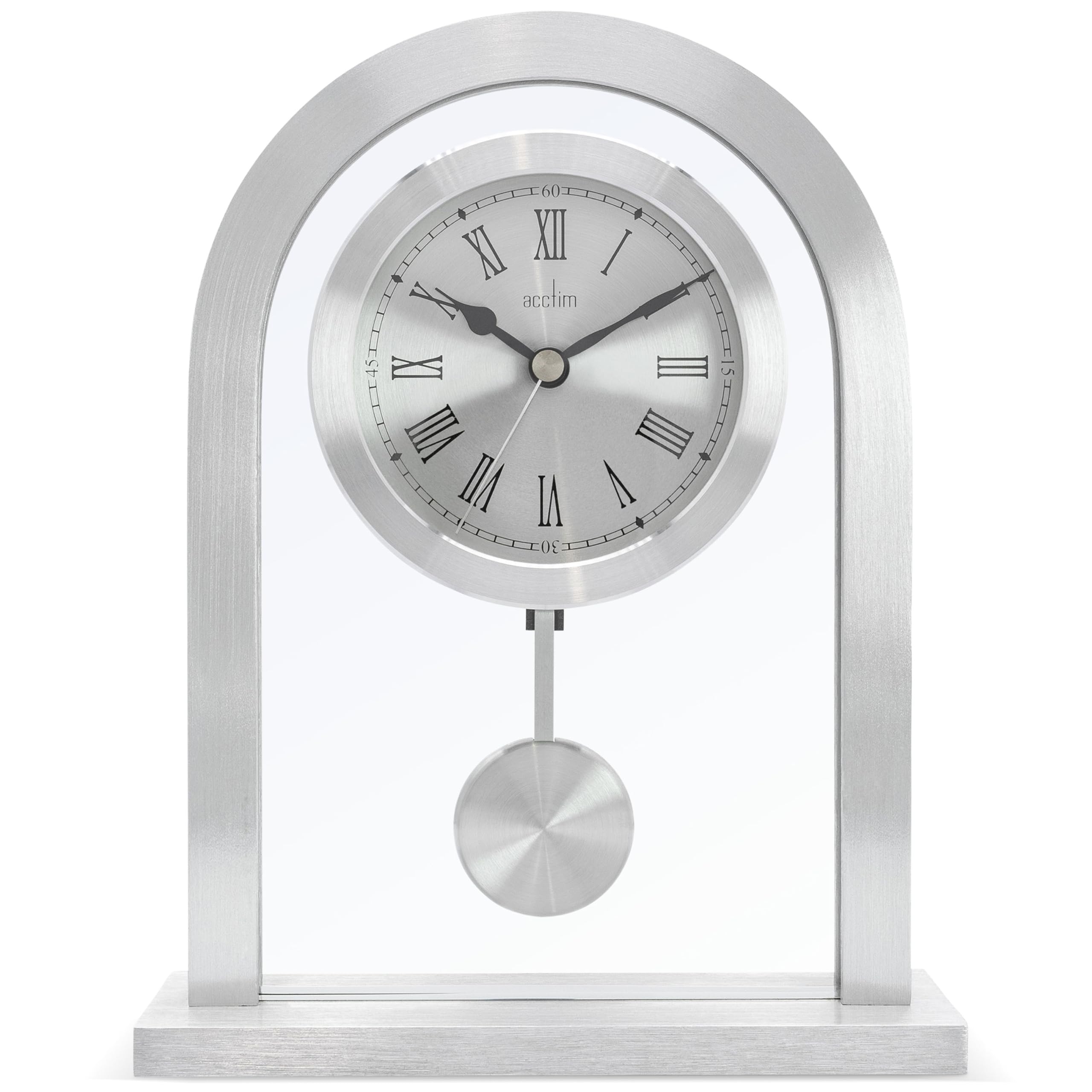 Acctim 36757 Bathgate Glass Pendulum Mantel Clock, Silver