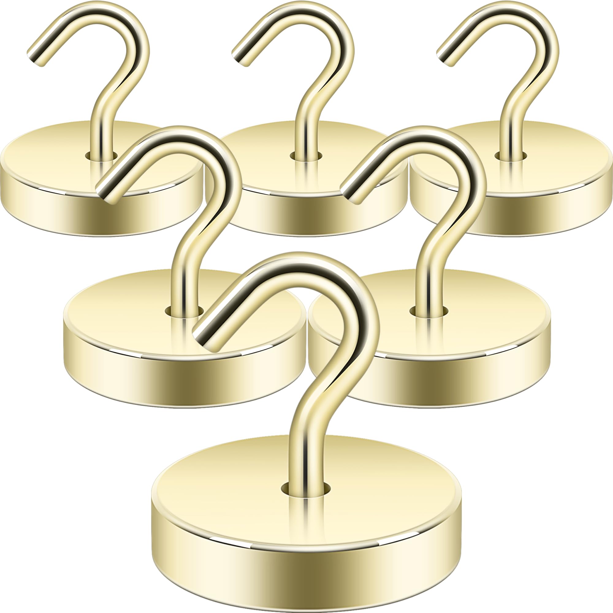 Neosmuk Magnetic Hooks, Cruise Ship Essentials, 100lb+ Heavy Duty Magnetic Hooks for Cruise Cabins, Refrigerator, Grill, Hanging, and Travel | Extra Strong Must-Haves Magnet Hook,Gold,Pack of 6