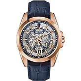 Bulova Men's Classic Sutton 3-Hand 21-Jewel Automatic Watch, 42 Hour Power Reserve, Skeleton Dial, Luminous Hands, 100M Water Resistant, 43mm