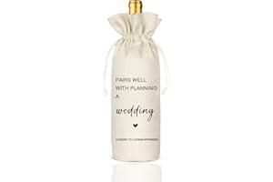 SOCIVE Wedding Gift Wine Bags, Engagement Wine Bag, Bridal Shower Gift, Wedding Planning Gift, Burlap Reusable Wine Bag - Pairs Well With Planning a Wedding