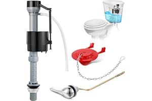 Saillong Universal Toilet Flusher Replacement Kit, Fill Valve, 2-Inch Flapper, Side Mount Handle Lever, Water-Saving, Adjustable Toilet Repair Kit Inside Tank, Easy to Install(1 Set,Black, Red)