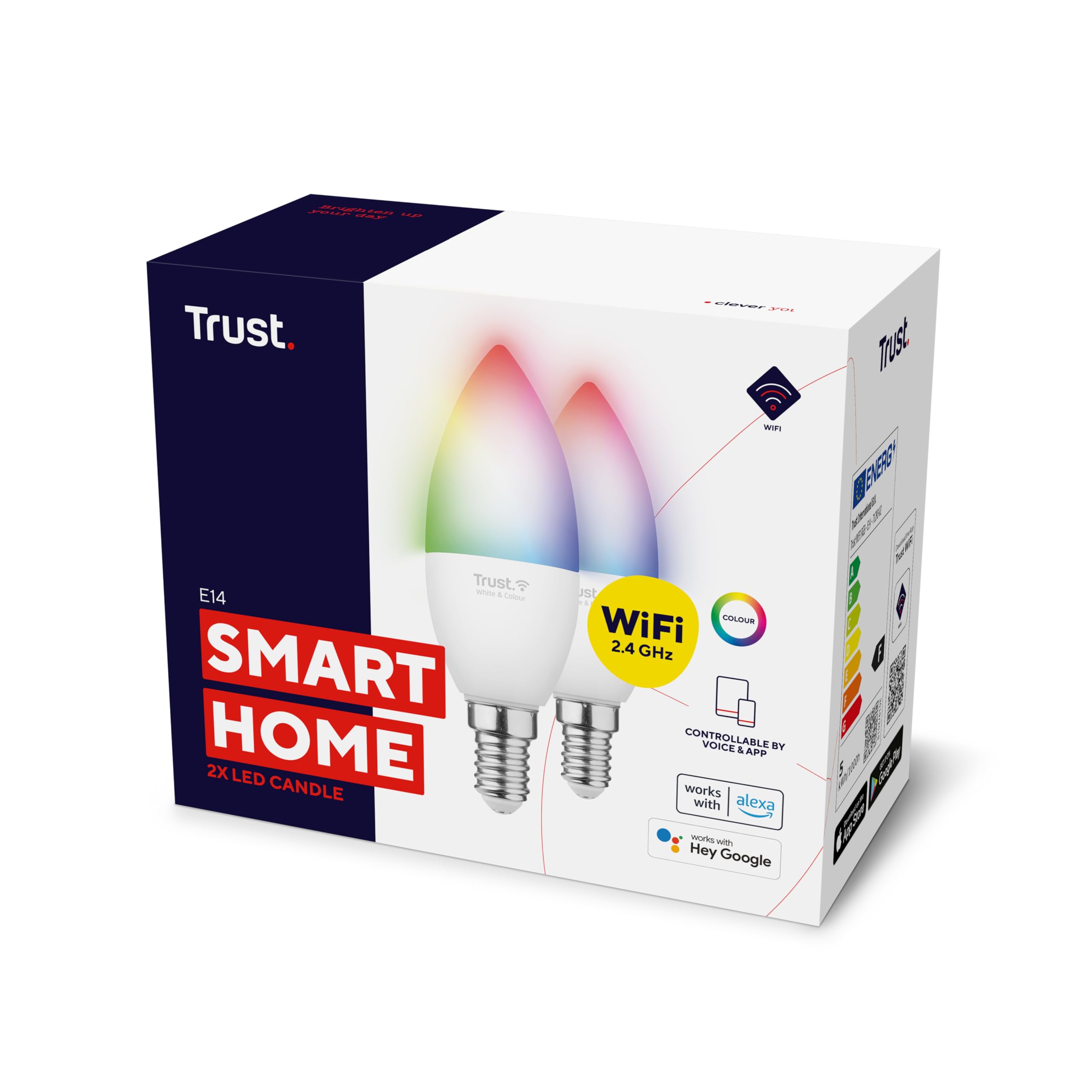 Trust WiFi E14 Smart Bulb, Colour Changing Candle, Works with Alexa and Google Home, No Hub Required, Small Screw Smart Light Bulb, White & Colour [Amazon Exclusive] - 2 Pack