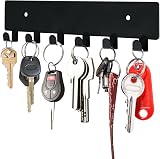 GTK Key Holder Wall Mounted with 6 Hooks and Top Tray Rack Black view 2