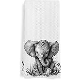 GWFSJYU Elephant Gifts Kitchen Towels, Elephant Bathroom Decor, Elephants Gifts for Women Men, Elephants Dish Towel for Kitchen, Calf Decorative Hand Towels for Toddler Kids Bathroom Decor, 16x24 in