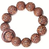 Hondark Natural Wooden Bracelet Adult Spring Bracelet Bead Dia. 0.8 inch 12 Beads 1pc