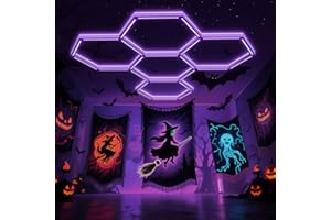 BRILLIHOOD 24 Pack LED Hexagon Blacklights, 168W, 5 Girds UV Black Light Fixture with US Plug for Neon Glow Party, Halloween, Body Paint and Art Displays in Large Space