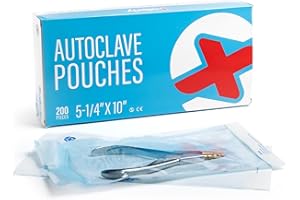 Saferly Sterilization Self-Seal Autoclave Pouches, Sterilizing Self-Sealing Pouch Bag for Dental Equipment and Instruments, 5-1/4" x 10", Box of 200