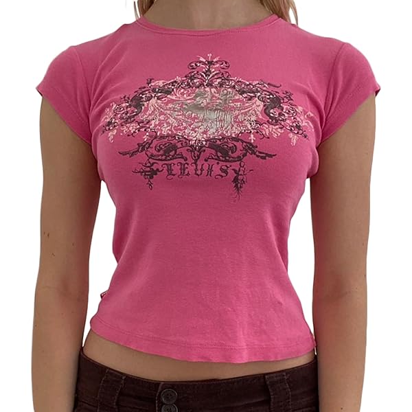 トップス 00s Abahouse plant graphic long T y2k Amazon.com: Tuislay Baby Tees for Women Y2k Vintage Graphic