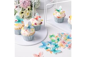 YHCKDC Edible Butterfly Cake Toppers 40-Pcs Mixed Size Wafer Paper Butterfly Cupcake Toppers Edible Butterflies Decorations for Happy Birthday Wedding Anniversary Baby Shower Party Cake(Mixed Colors)
