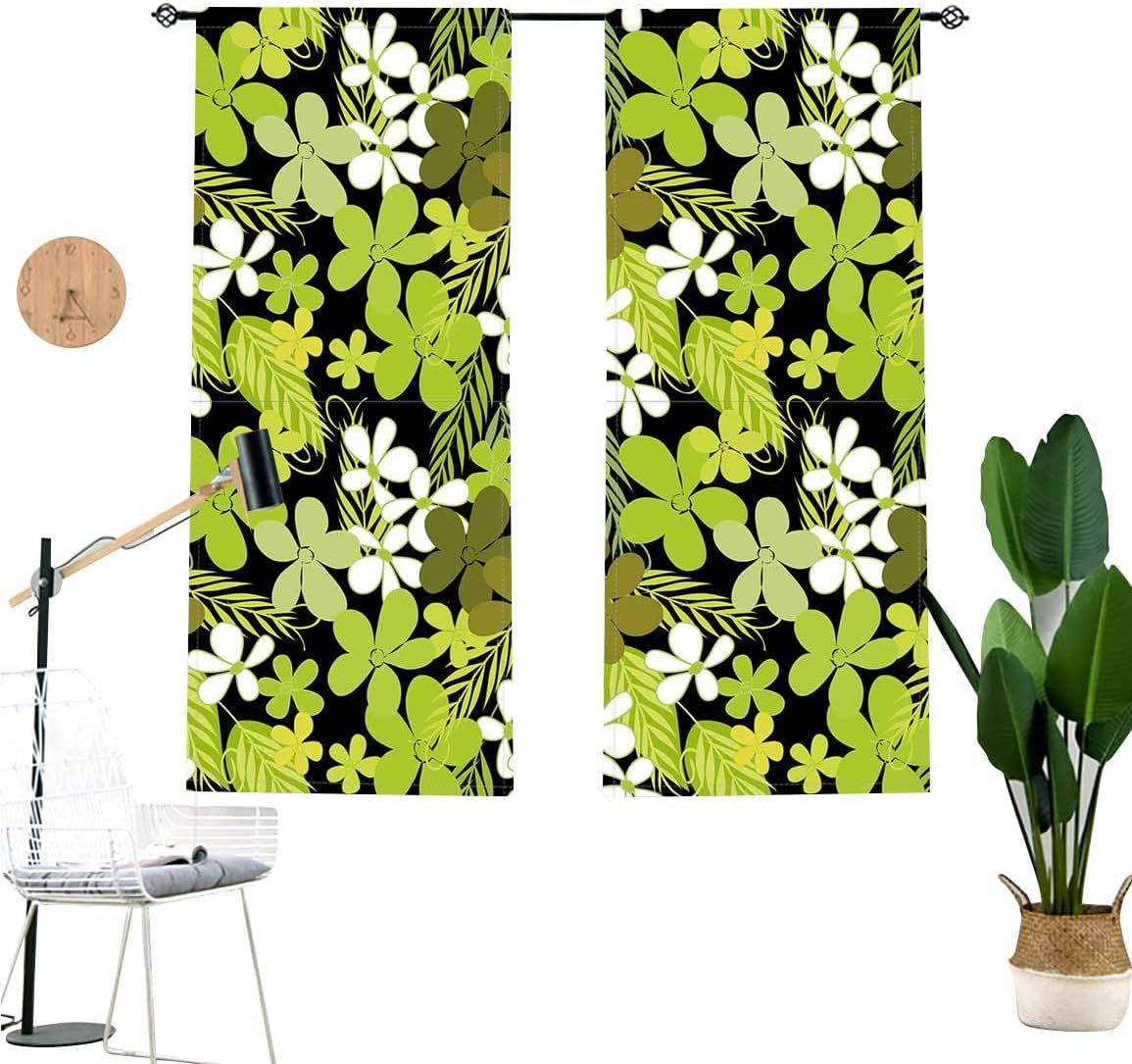 Sage Sound Blocking Curtains,Fresh Nature Theme Wildflowers Leaves Bloom Foliage Nostalgia Vintage Abstract Window Treatments for Sliding Glass Doors,2 Panel Set,W42 x L36 Each Panel