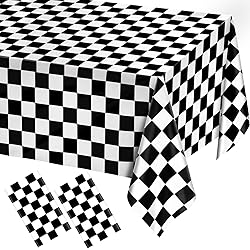 2 Pack Black and White Gingham Tablecloth