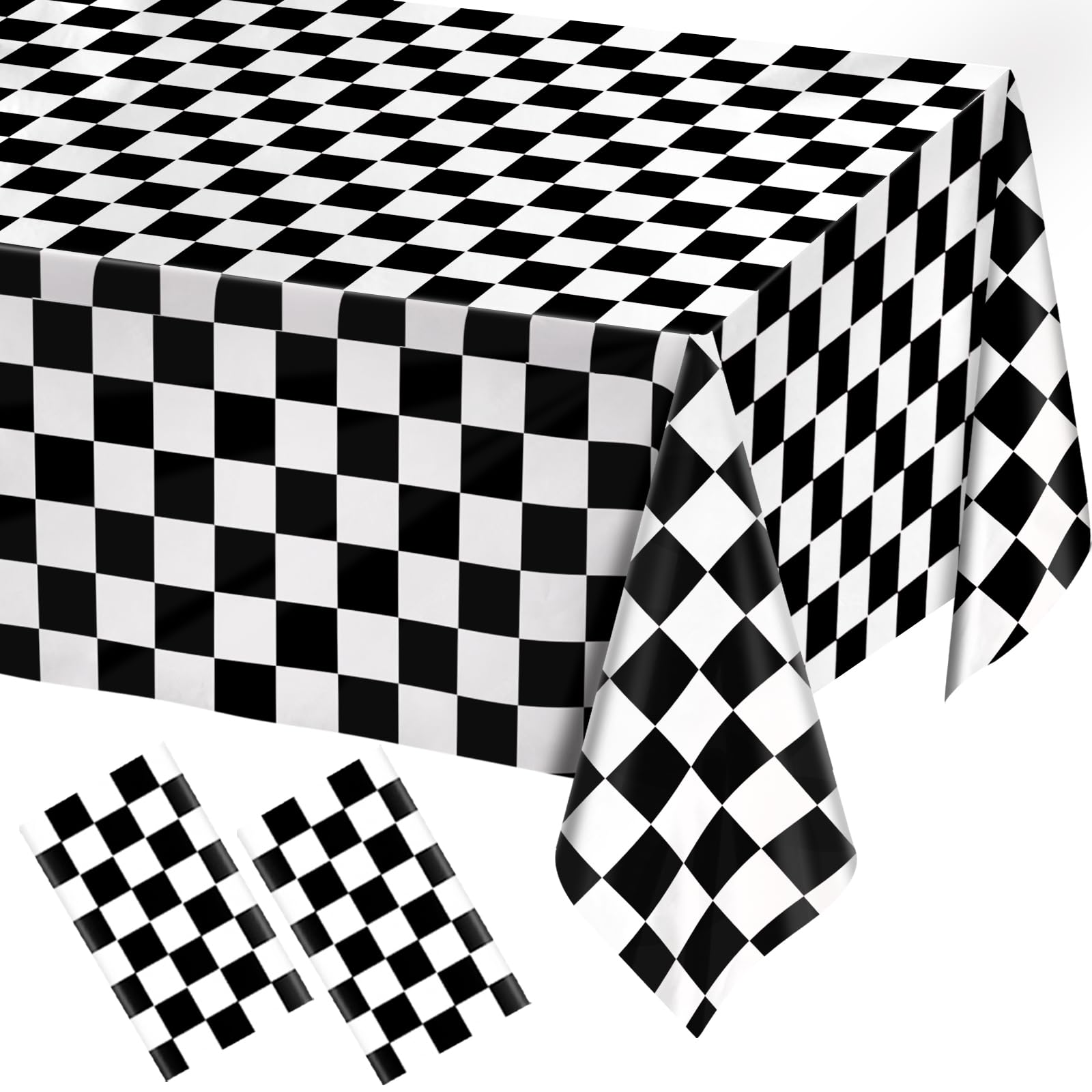 2 Pack Black and White Gingham Tablecloth