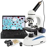 AmScope Rotating Monocular Compound Microscope, 40X-1000X Magnification | 360-Degree Rotating Head, LED Light, USB 2.0 Digital Camera, M158C-E