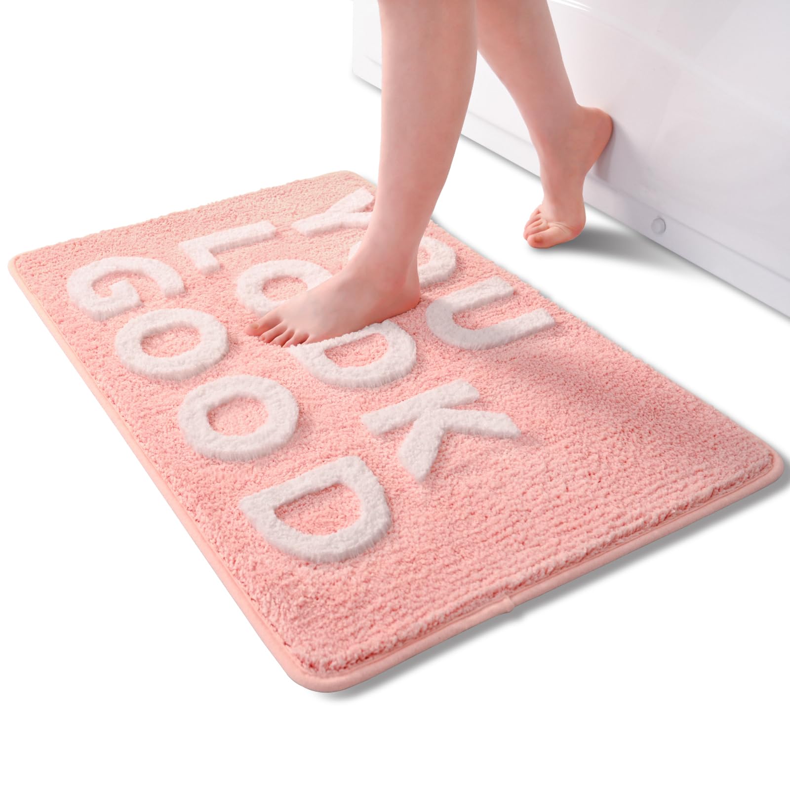 Photo 1 of QJHOMO You Look Good Bath Mat Cute Pink Bathroom Rugs Funny Bath Rug, Non Slip Floor Mat Cool Home Decor, Soft Microfiber Bathmat Machine Washable Super Absorbent Carpet for Shower (16x24 inch)