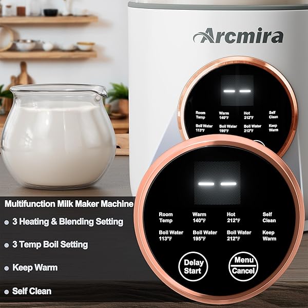8 IN 1 AUTOMATIC NUT MILK MAKER, 10 BLADE 35 OZ HOMEMADE OAT, SOY, PLANT-BASED AND DAIRY FREE BEVERAGES, ALMOND MILK MAKER WITH DELAY START/KEEP WARM/BOIL WATER, SOY MILK MAKER WITH NUT MILK BAG