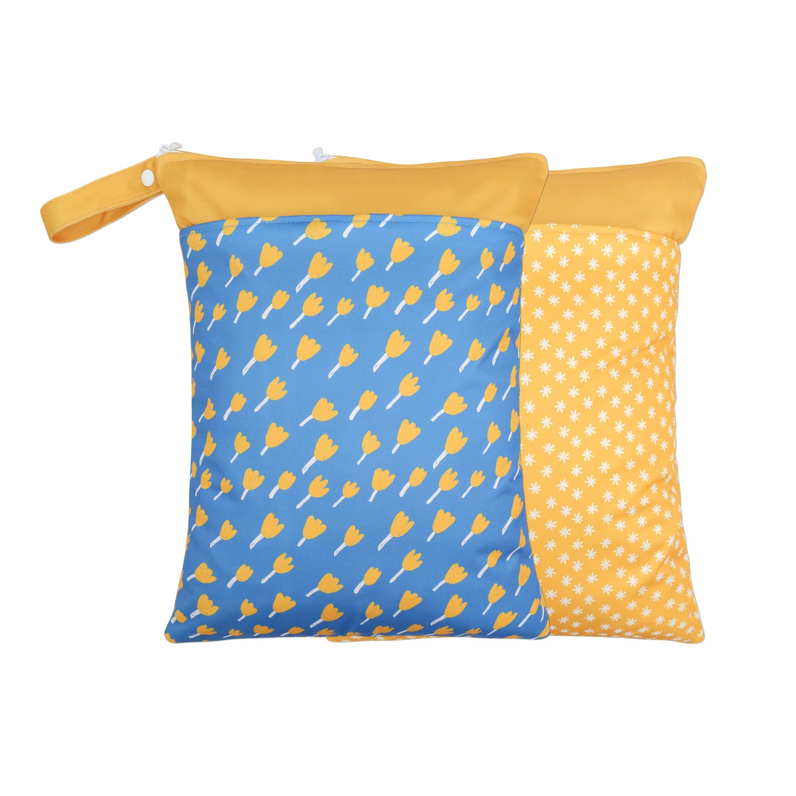 Photo 1 of 2 Pack Wet Dry Bags for Baby Diapers&Breast Pump Part, Waterproof Reusable Wet Bag with Two Zipper Pockets, Beach Pool Gym Bag Stroller Yoga Toiletries Daycare Organizer, 11.8 inch x 15.7inch(Yellow)