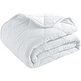 BEDSUM 100% Brushed Microfiber Down Alternative Toddler Comforter, Ultra Soft Lightweight and Warm Breathable Crib Quilted Blanket for Nursery Stroller Bed, 43x60 Inches, White
