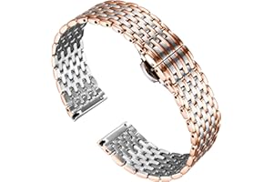 BINLUN Ultra Thin Mesh Stainless Steel Watch Band Light Watch Strap Polished Watch Bracelets Replacement 12mm/14mm/16mm/18mm/20mm/22mm for Men Women with Butterfly Buckle