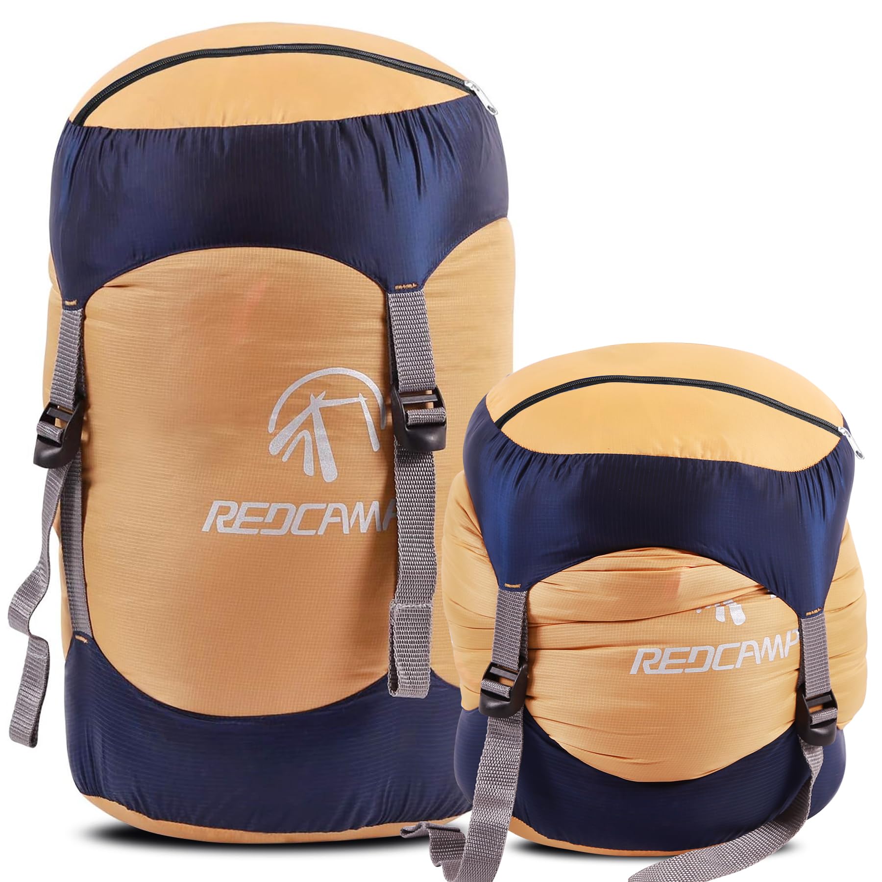 REDCAMP Nylon Compression Stuff Sack, 25L/27L/35L Lightweight Sleeping Bag Compression Sack Great for Backpacking, Hiking and Camping,Blue/Yellow/Army Green/Black