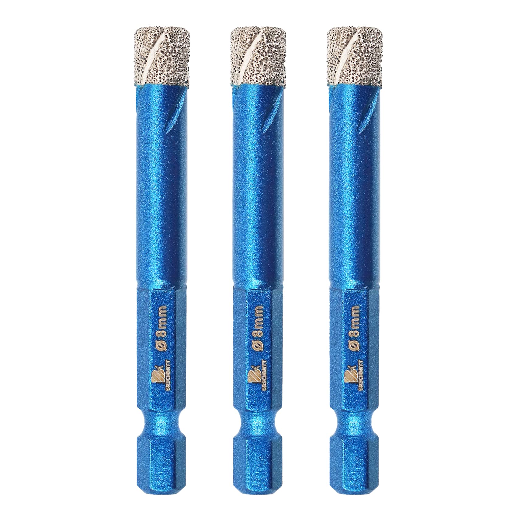 Diamond Drill Bit 8mm,BRSCHNITT 3pcs/pack 5/16 Inch Diamond Hole Saw Drill Bit for Porcelain Tile Ceramic Stone Granite Marble,Hex Shank Dry Drilling Diamond Core Drill Bit Set — image 1