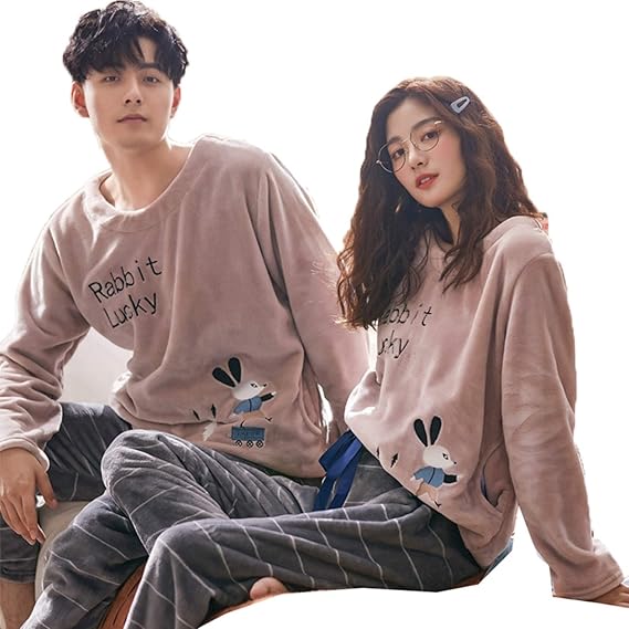 Amazon ペアパジャマ 長袖 冬 シンプルカップル 冬 メンズ 上下セット レディース ルームウェア モコモコ おしゃれ 部屋着 おそろい 寝巻き かわいい 大きいサイズ M L Ll 3l 4l ベージュ ブラウン カップル お揃い ペア パジャマ パジャマ ルームウェアセット 通販