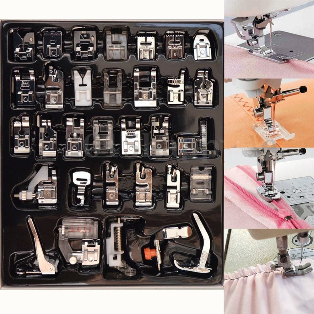 YEQIN 32pcs Domestic Sewing Machine Presser Foot Set for Brother, Babylock, Singer, Janome, Kenmore, and White Low Shank Sewing Machines