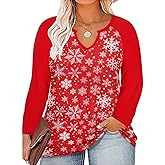 TIYOMI Plus Size Tops for Women V Neck Long Sleeve Casual Fall Autumn T Shirts Tunic Blouses XL-5XL