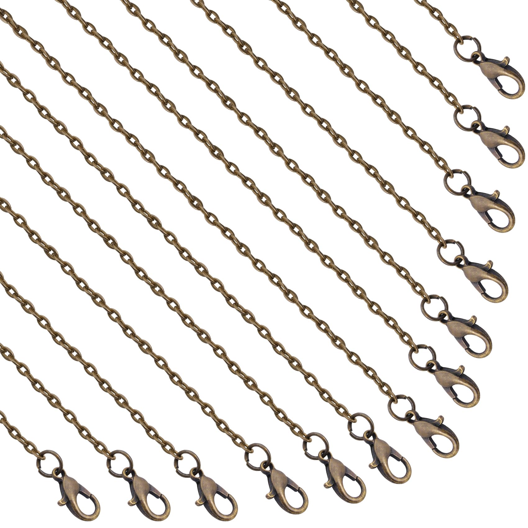 Lemonkey 24 Pack Necklace Chains Bulk,Bronze Plated DIY Cable Link Chains for Jewelry Making 18 Inches