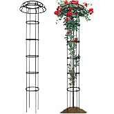 SORANGEUN 1 Pack Umbrella Trellis for Climbing Plants, 76 Inch Tall Adjustable Plant Support for Outdoor Indoor Garden, Sturdy Metal Core with Plastic Coating, Black