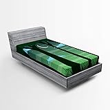 Ambesonne Garden Mist Fitted Sheet, Dreamy Forest