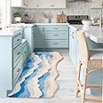 DyeFury Large Ocean Sea Wave Rug 60"x30", Beach Themed Room Decor Aesthetic, Beachy Decor for Bedroom Nursery Kitchen, Washable Blue Area Rug for Summer Room, Nautical Coastal Room Decor