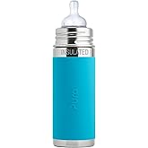 Pura Kiki 7oz Stainless Steel Insulated Infant Bottle – Includes Silicone Medium-Flow Nipple & Sleeve – Anti-Colic, Plastic-Free, MadeSafe Certified