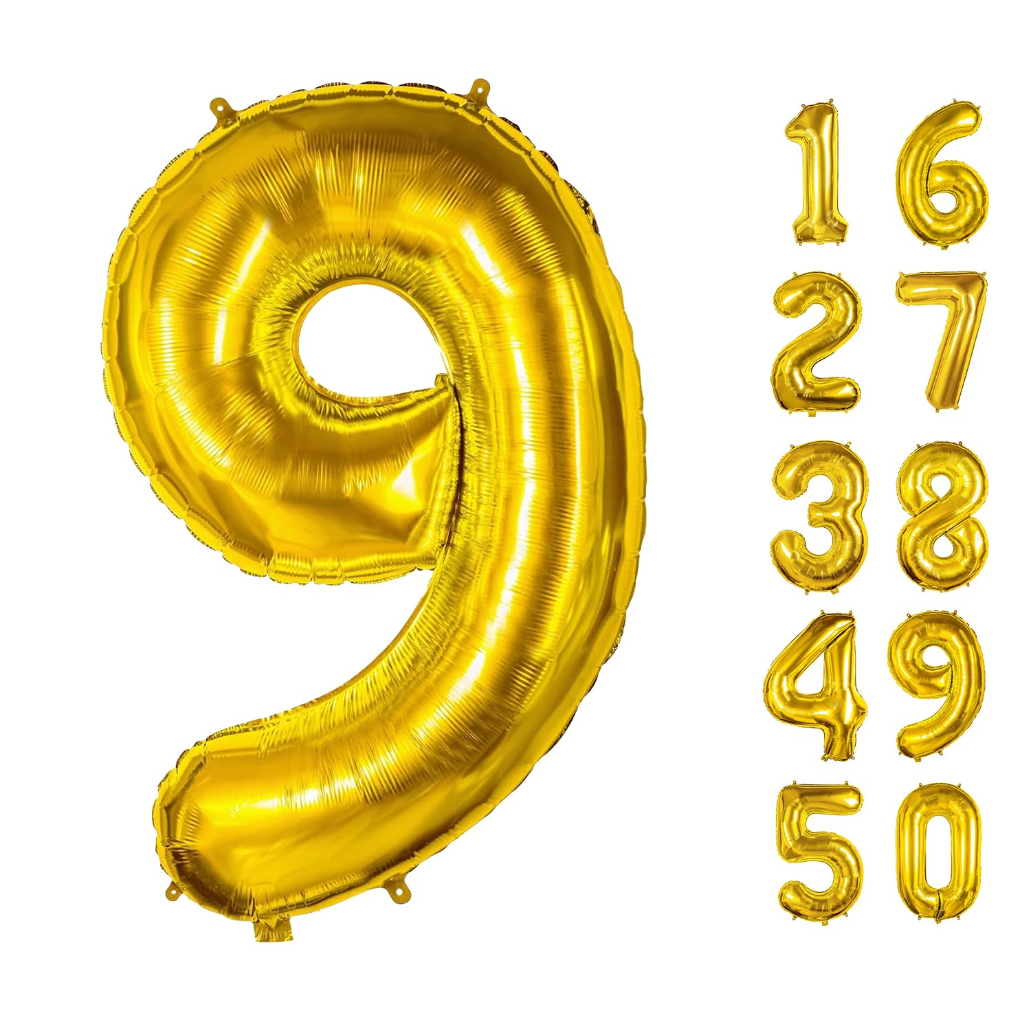 Photo 1 of 40 Inch Number Balloons 9 Gold Big Giant Jumbo Number Foil Mylar Balloons for 9th Birthday Party Supplies Anniversary Events Decorations (Gold-9)