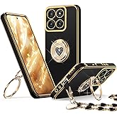XYZ for Moto G Power 5G 2025 case with Ring Stand, Women Girls Cute Love-Heart Luxury Bling Protective Case Heart for Motorola Moto G Power 5G 2025, Black