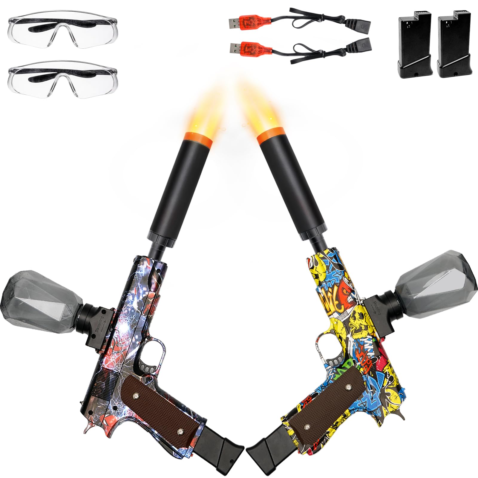 Photo 1 of Lazzarou 2 Set Electric Blaster Toys, Light Up Splatter Blasters - 11 Rs Per Seconds, 7.4V/500 mAh Batteries, Perfect for Outdoor Team Play Game Activities, Parties & Summer Fun, Ages 12 & Up