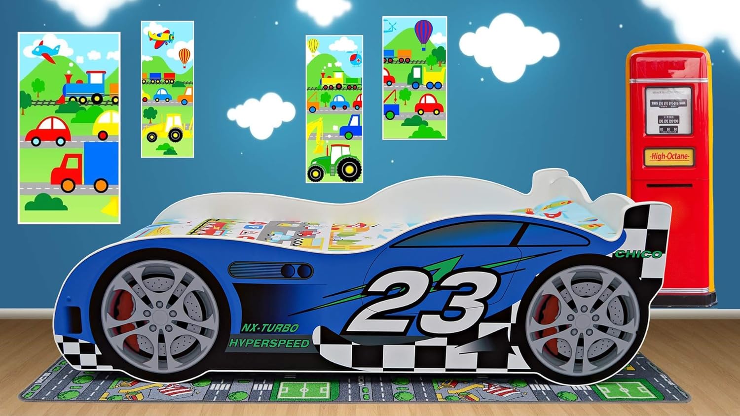 Children Kids Racing Car Bed 160 x 80 cm Toddler Junior Mattress UK