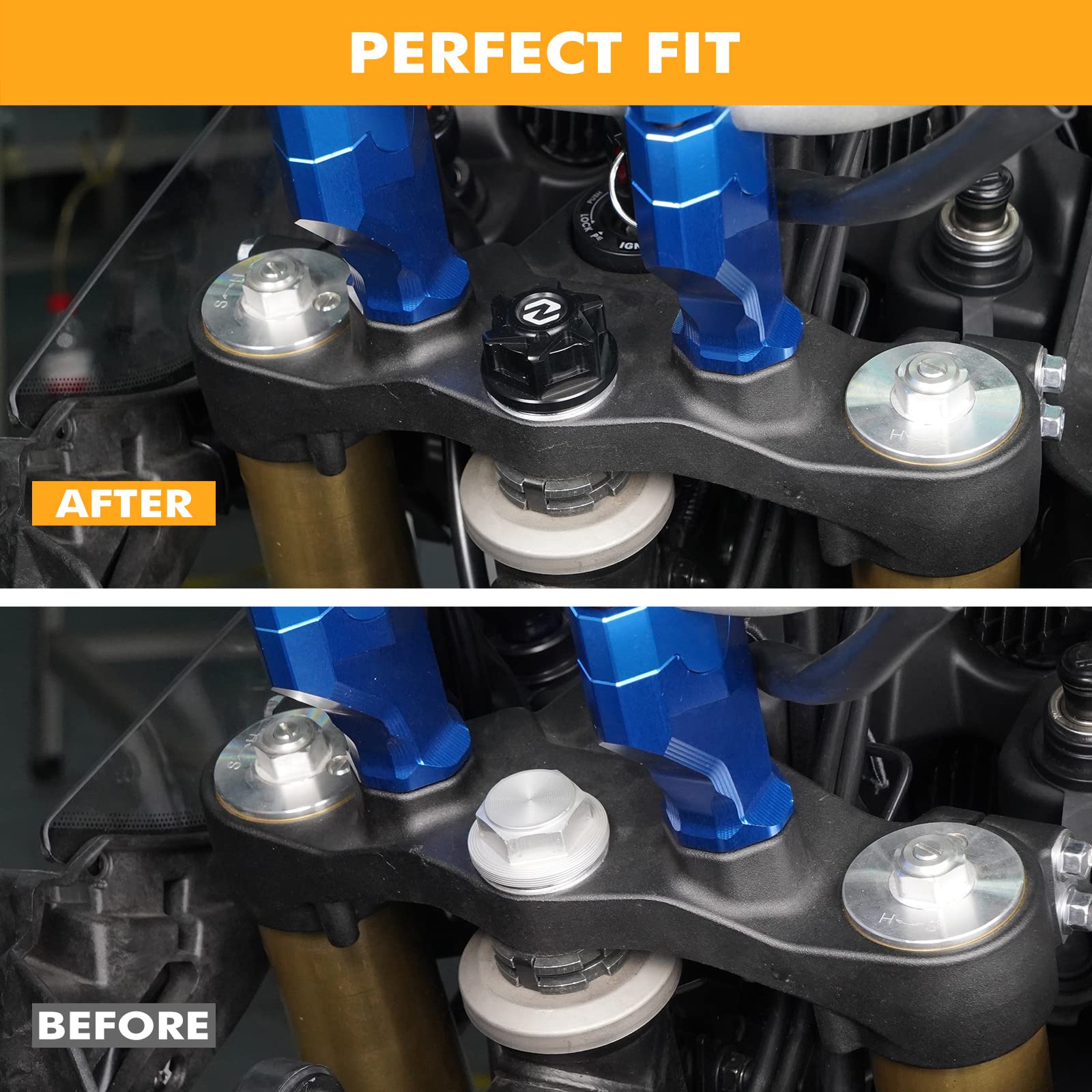 NICECNC Black Steering Stem Nut Compatible with Yamaha Tenere 700/XTZ700 2019-2024,Tenere 700 Rally Edition 2020-2024,MT-09 2018-2020,YZF R7 2022-2023,FZ09 2014-2017,See Fitment