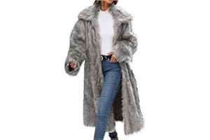 Winter Coats for Women Plus Size Lapel Faux Fur Overcoat Warm Open Front Long Shaggy Jackets 2024 Fluffy Outerwear