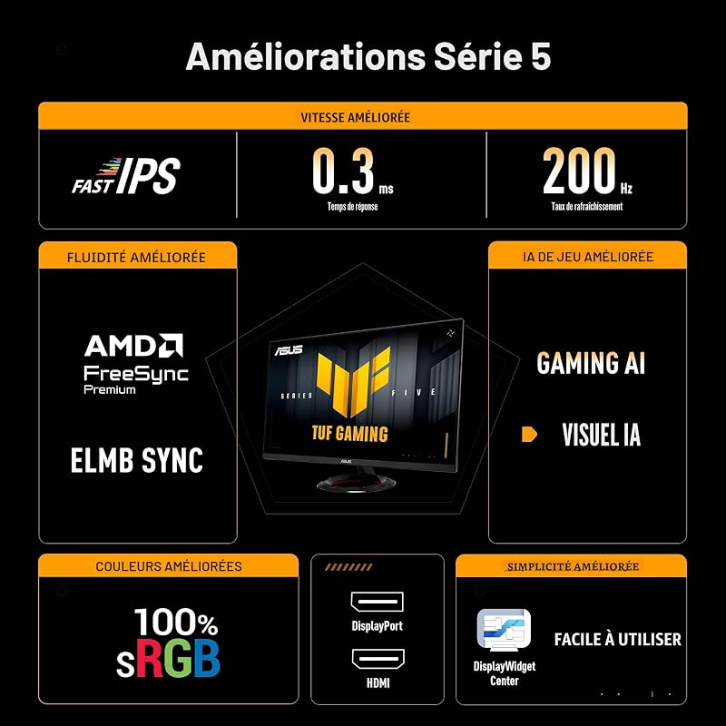 TUF Gaming VG279Q5R 27 Pouces 200Hz Écran PC Gamer Fast IPS