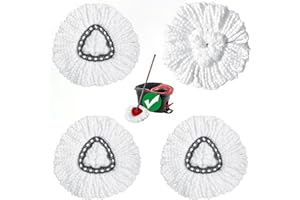 Mop Head Compatible with Vileda/Ocedar Spin Mop Heads Refill Microfiber Mops Turbo Triangle Swivel Replacement Pads,4 Pack-Wa