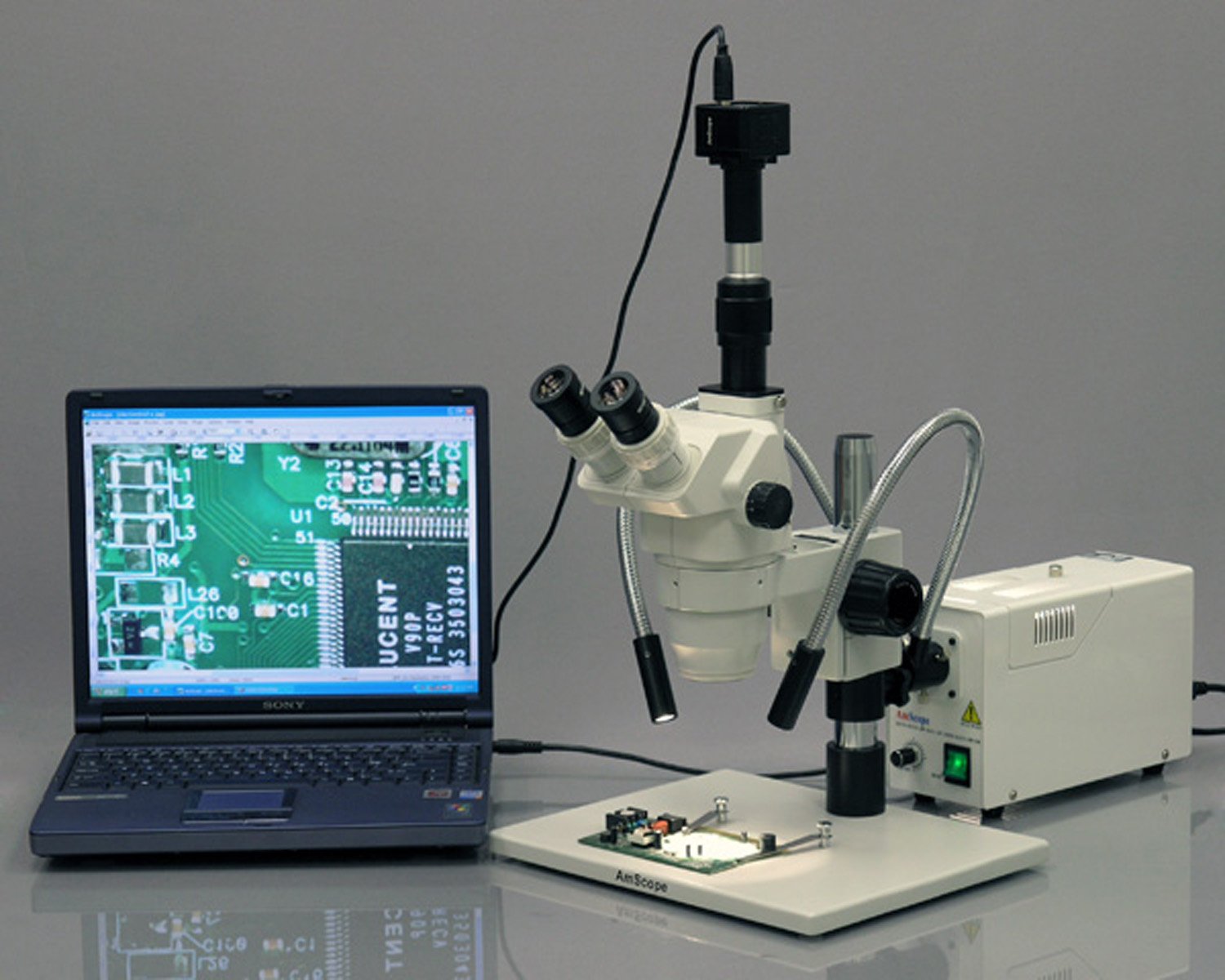 AmScope 150W Fiber Optic Dual Gooseneck Microscope Illuminator, Black - Image 5